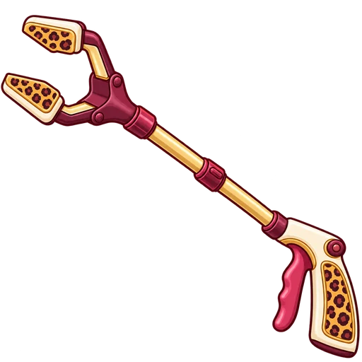 A leopard-print reacher grabber tool